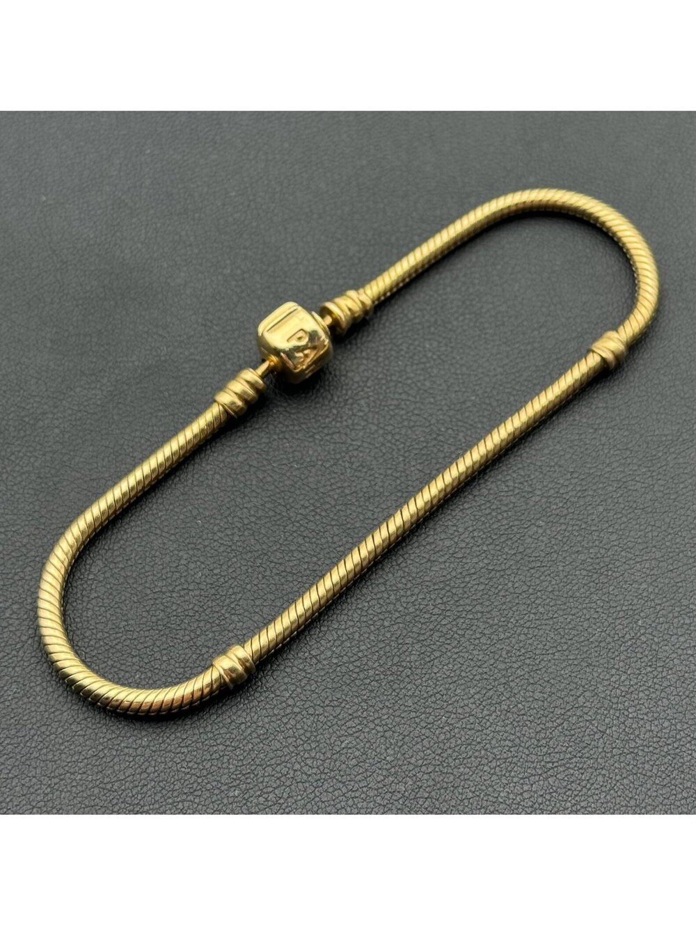 Pandora 14k Yellow Gold 17.4g Snake Bracelet w Barrel Clasp